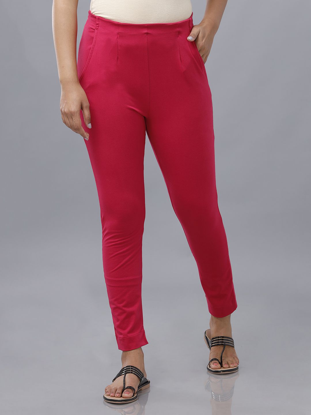     			De Moza - Pink Cotton Slim Women's Cigarette Pants ( Pack of 1 )