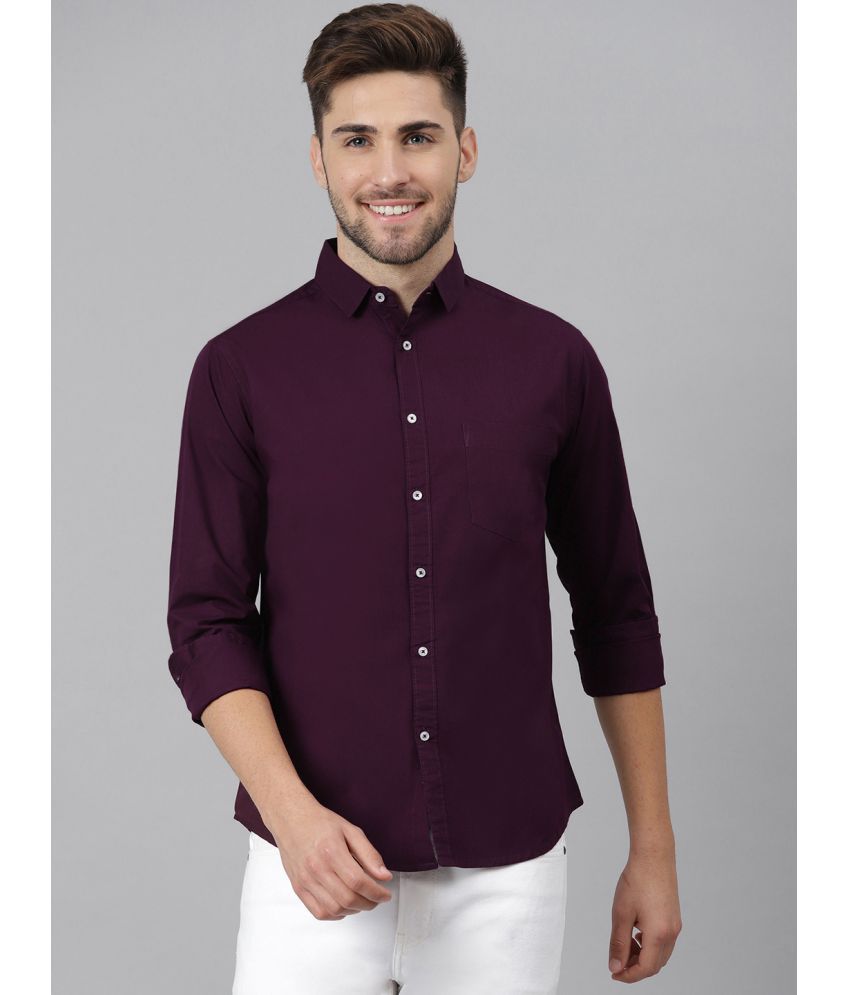 Dennis Lingo - Purple 100% Cotton Slim Fit Men's Casual Shirt ( Pack of 1 )