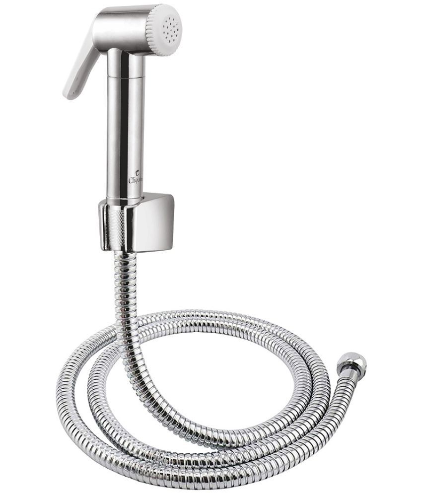     			Cliquin KSHF2201 ABS Health Faucet with SS-304 Grade 1 Meter Flexible Hose Pipe and Wall Hook Health Faucet(Wall Mount Installation Type), Silver, Chrome