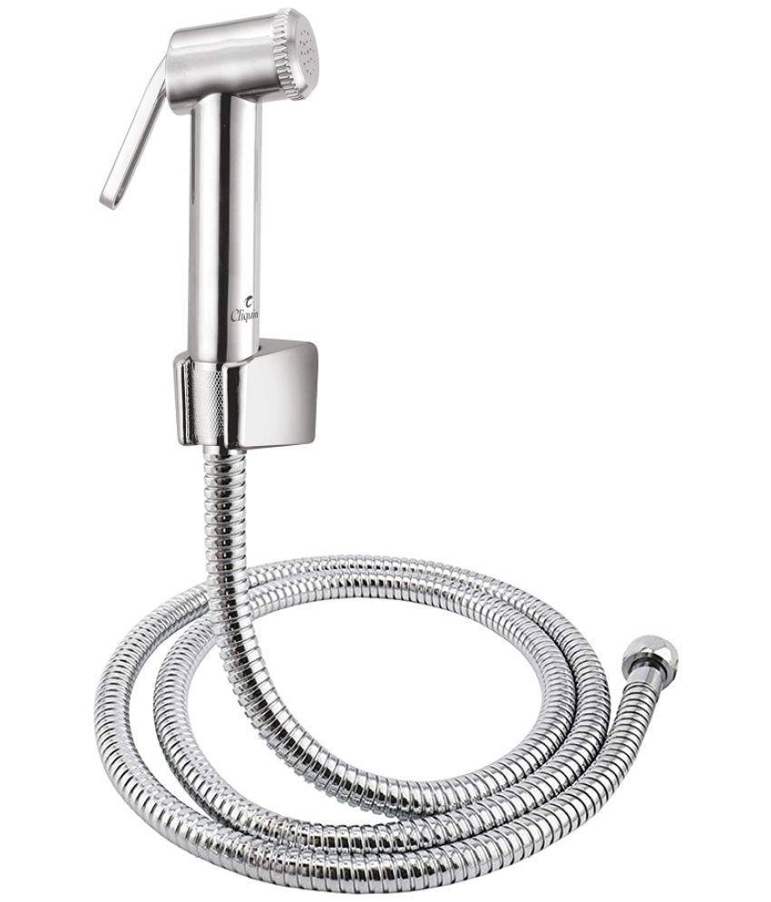     			Cliquin KSHF2205 ABS Health Faucet with SS-304 Grade 1 Meter Flexible Hose Pipe and Wall Hook Health Faucet(Wall Mount Installation Type), Silver, Chrome
