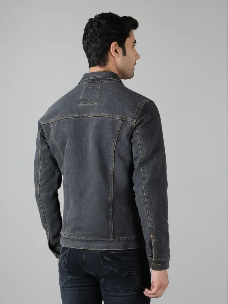 NUEVOSPORTA Grey Cotton Regular Fit Men s Denim Jacket Pack of