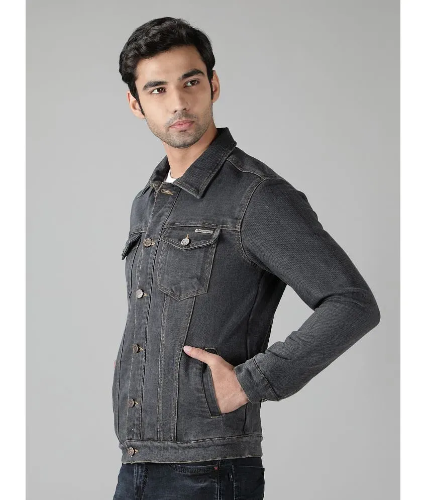 NUEVOSPORTA Grey Cotton Regular Fit Men s Denim Jacket Pack of