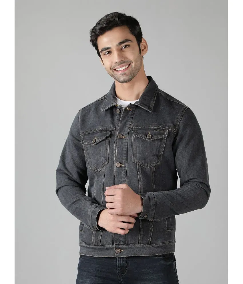 NUEVOSPORTA Grey Cotton Regular Fit Men s Denim Jacket Pack of 1