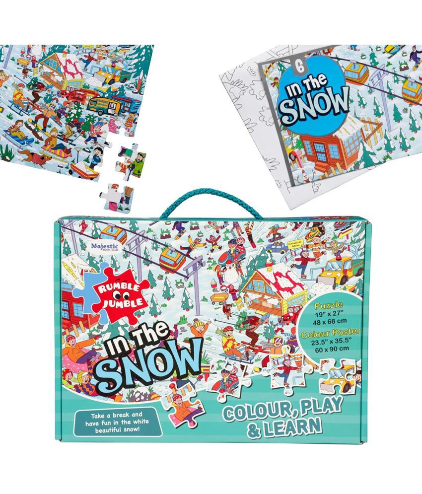     			In The Snow Fun and Educational Floor Puzzle by Majestic Book Club, Package Includes a Big Size Colouring Poster and Jigsaw Puzzle Packed in a Beautiful Box