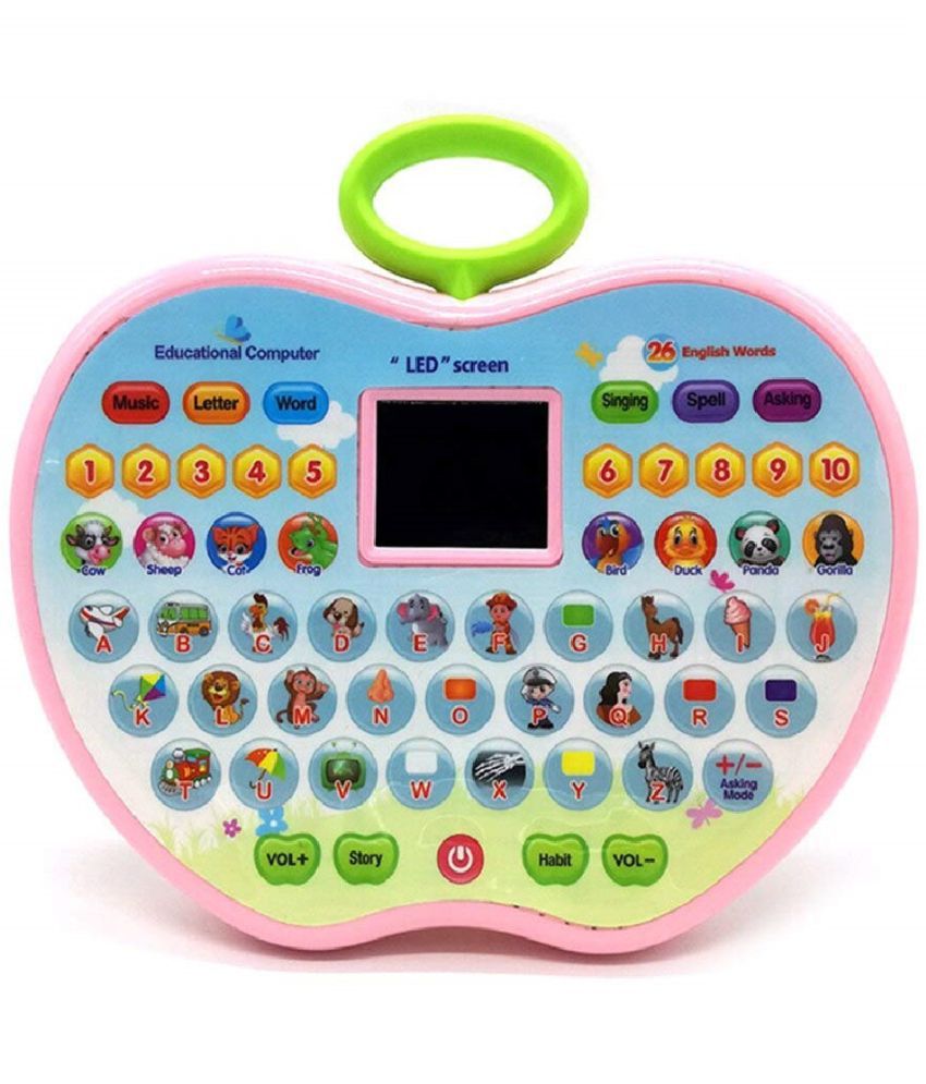     			Kidsaholic Apple Shaped English Learning Educational Computer for Early Learners with LED Display Screen, Touch Function and Music- Learning Alphabets, Numbers, Words, Animals and Story .