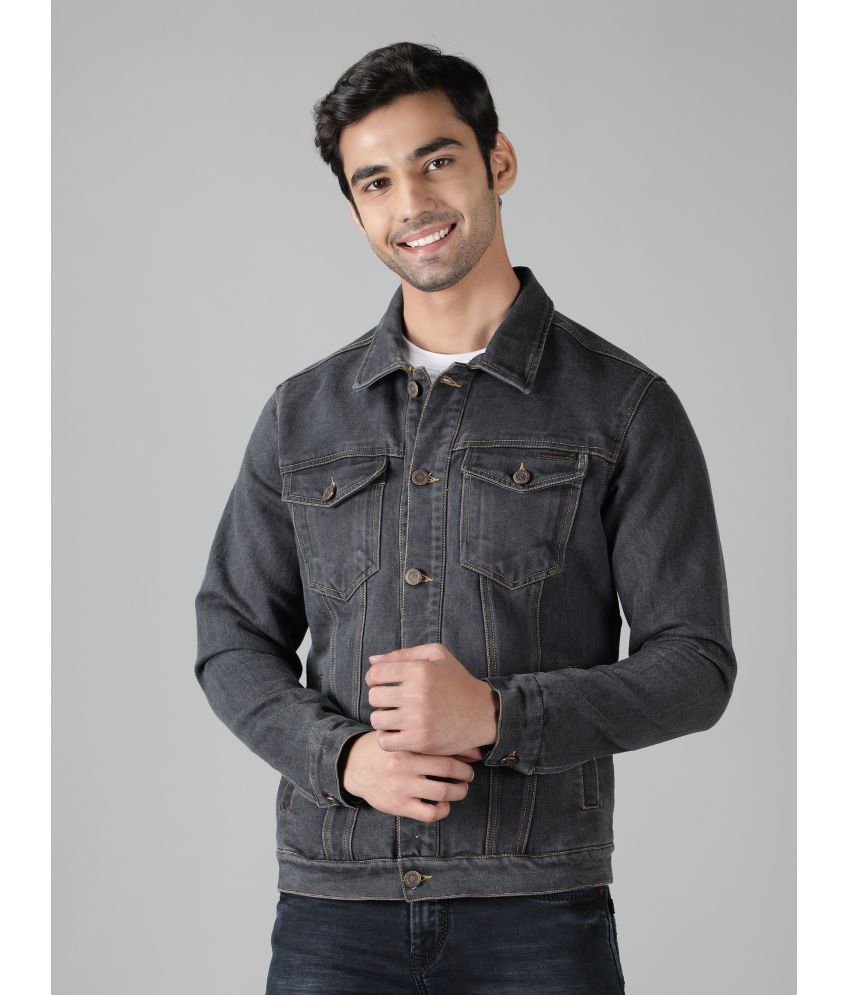     			NUEVOSPORTA - Grey Cotton Regular Fit Men's Denim Jacket ( Pack of 1 )