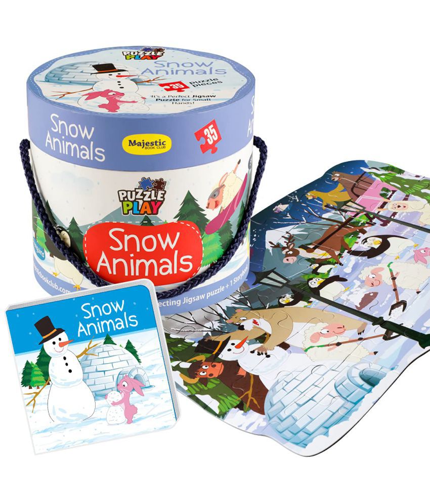    			Puzzle Play 35 Piece Big Size Snow Animals Puzzle Set with 1 Story Board Book for Children