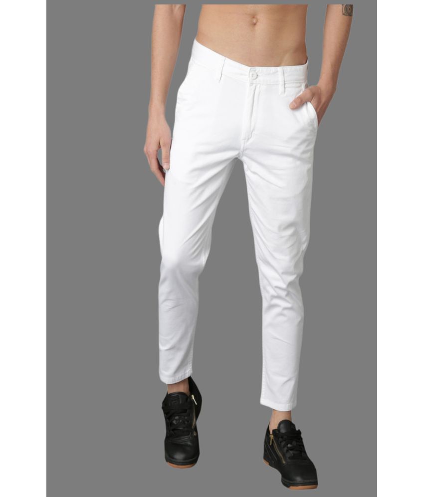     			HALOGEN - White Cotton Lycra Skinny - Fit Men's Trousers ( Pack of 1 )