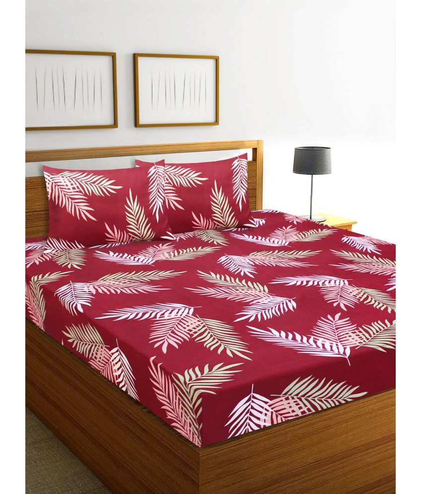 HOMETALES Multicolor Microfiber Double Bedsheet with 2 Pillow Covers