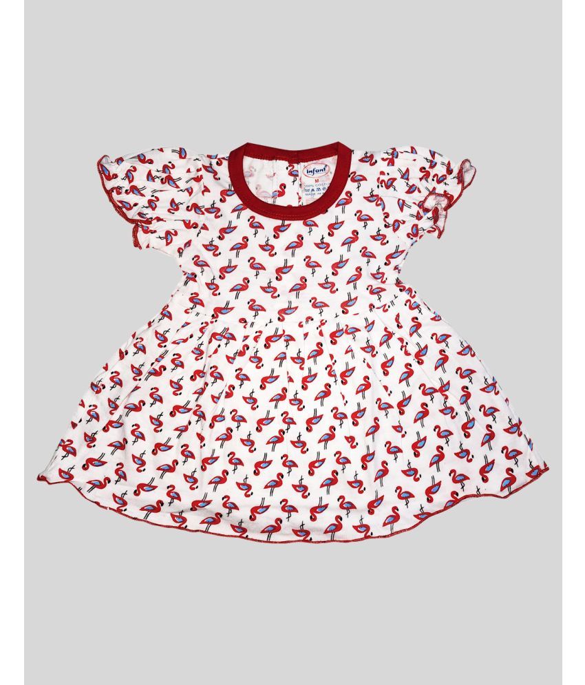     			INFANT - Red Cotton Baby Girl Frock ( Pack of 1 )