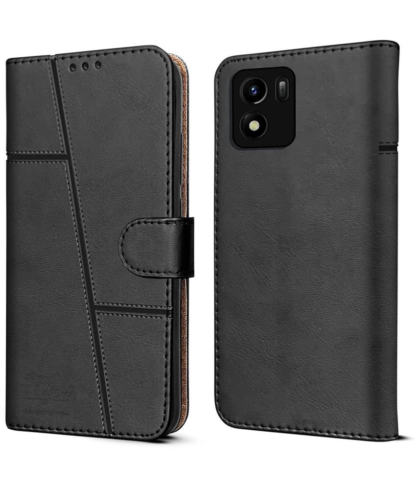     			NBOX - Black Artificial Leather Flip Cover Compatible For Vivo Y15s ( Pack of 1 )