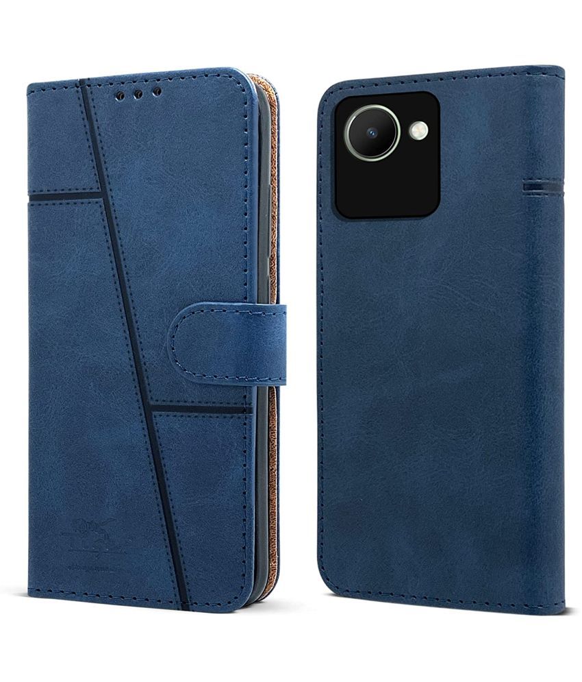     			NBOX - Blue Artificial Leather Flip Cover Compatible For Realme C30s ( Pack of 1 )