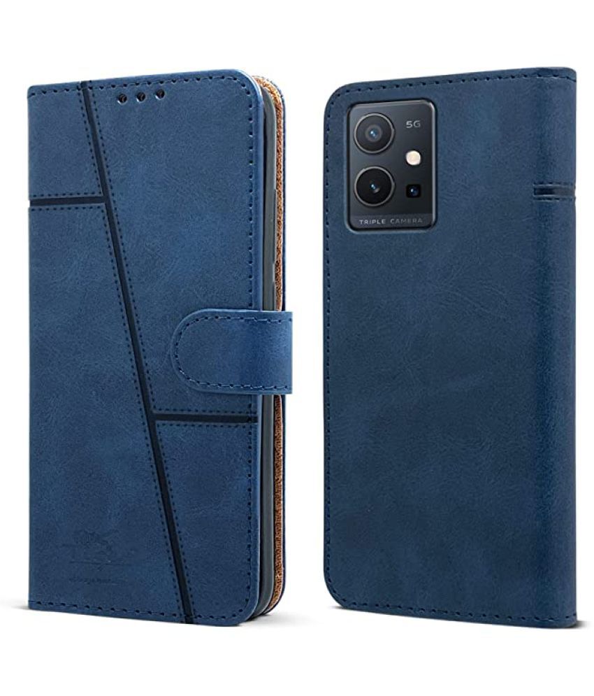     			NBOX - Blue Artificial Leather Flip Cover Compatible For Vivo T1 5G ( Pack of 1 )