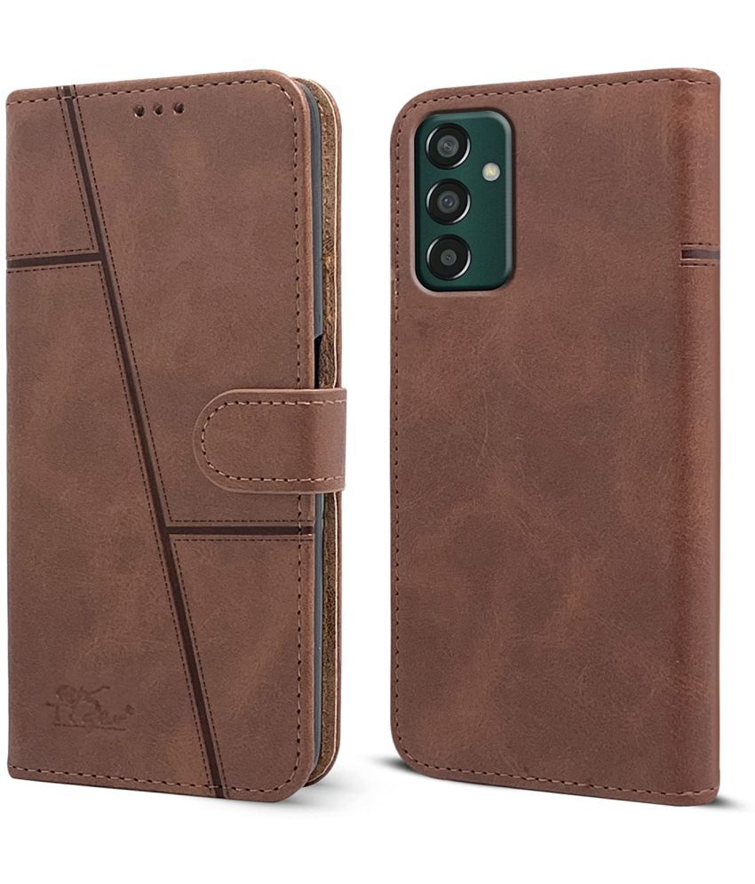     			NBOX - Brown Artificial Leather Flip Cover Compatible For Samsung Galaxy F13 ( Pack of 1 )