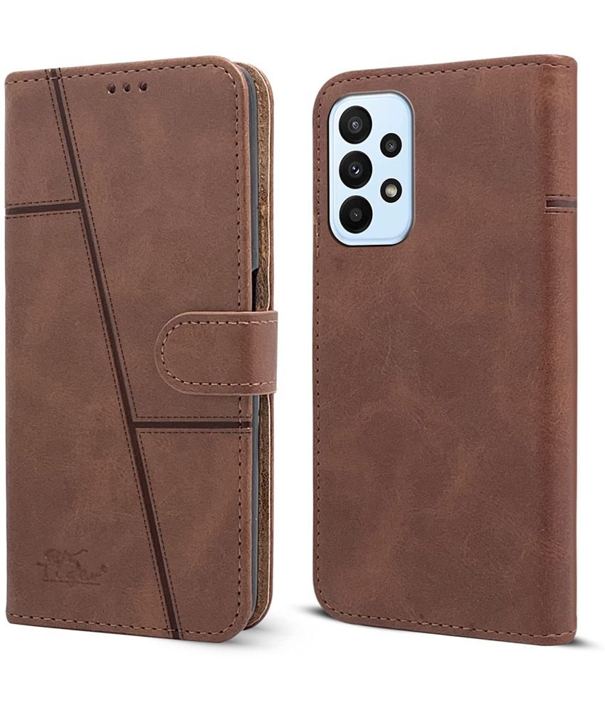     			NBOX - Brown Artificial Leather Flip Cover Compatible For Samsung Galaxy A33 5G ( Pack of 1 )