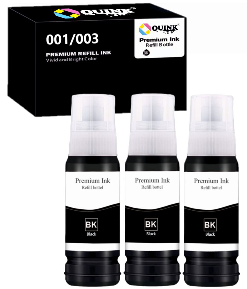 QUINK 003 BLACK INK Black Pack of 3 Cartridge for L3200 , L3210 , L3211 , L3215,L3216,L3250,L3252 Black