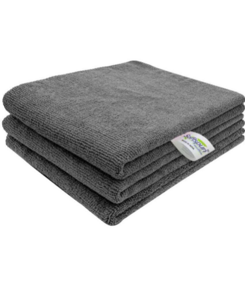     			SOFTSPUN - Gray Microfibre Hand Towel 48x36 cm ( Pack of 3 )