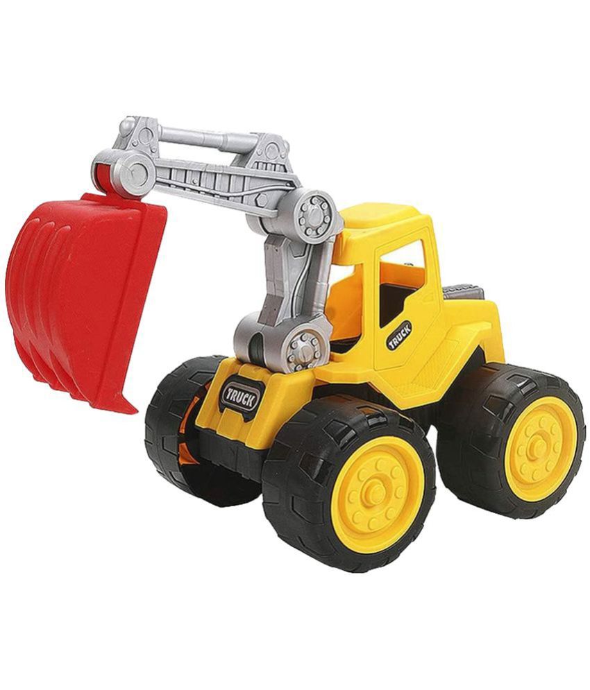     			WISHKEY Friction Powered Push and Go Excavator, Miniature Construction Truck Toy with Moveable parts for Kids, Engineering Automobile Vehicle for Children