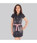 Cutecumber Denim Shirt Dress For Girls ( Pack of 1 , Black )