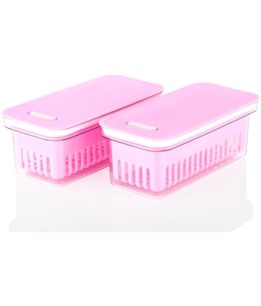     			Analog kitchenware - Plastic Pink Food Container ( Set of 2 - 1500 )
