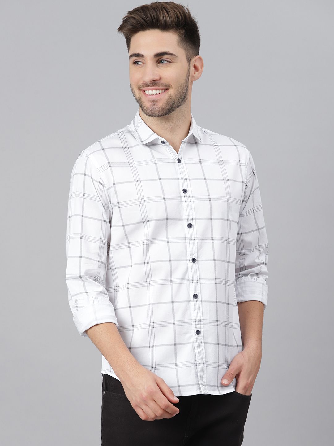     			Dennis Lingo - White 100% Cotton Slim Fit Men's Casual Shirt ( Pack of 1 )