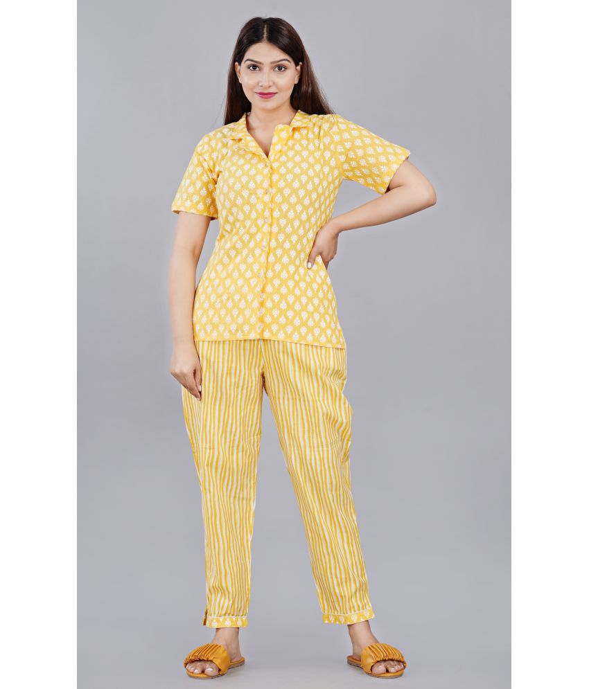     			JC4U - Yellow Cotton Blend Women's Nightwear Nightsuit Sets ( Pack of 1 )