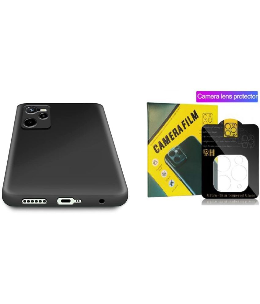     			Kosher Traders - Black Silicon Combo of Shock Proof Case with Camera Cover Compatible For Xiaomi Redmi 9A ( Pack of 2 )