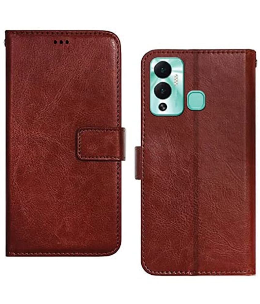     			Kosher Traders - Brown Artificial Leather Flip Cover Compatible For Infinix Hot 12 Play ( Pack of 1 )