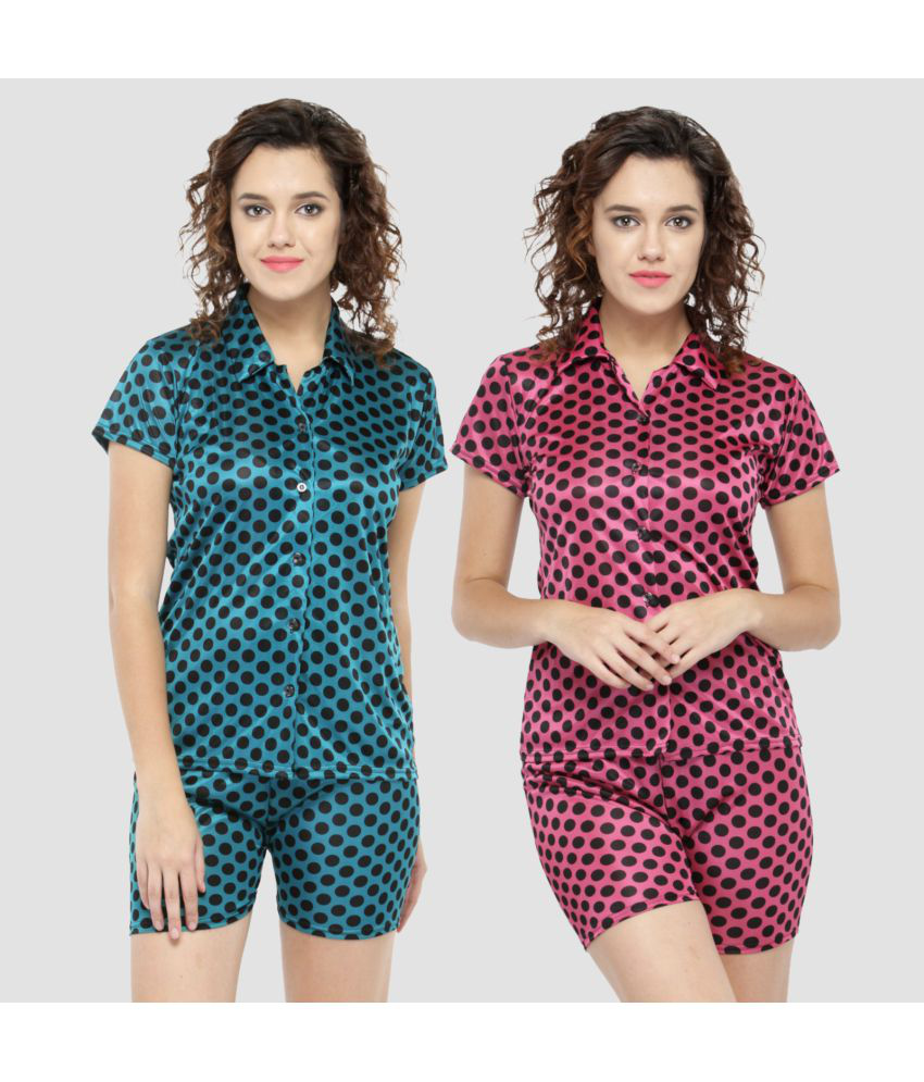     			N-Gal - Multi Color Satin Women's Nightwear Nightsuit Sets ( Pack of 2 )