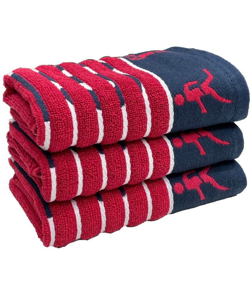     			STAMIO - Red Cotton Hand Towel 40x60 cm ( Pack of 3 )