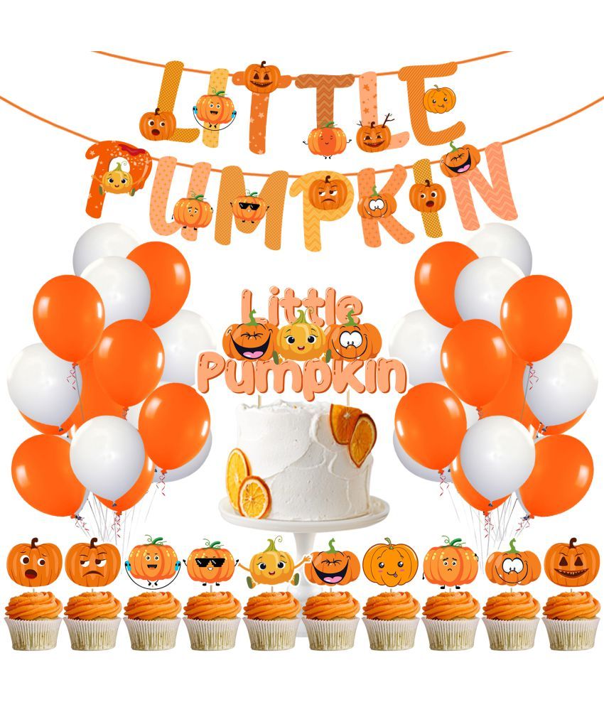     			Zyozi Little Pumpkin Party Supplies,Little Pumpkin Birthday for Girls with Little Pumpkin Banner Cake Topper Cupcake Toppers Balloons for Baby shower Decoration Kit (Pack of 37)