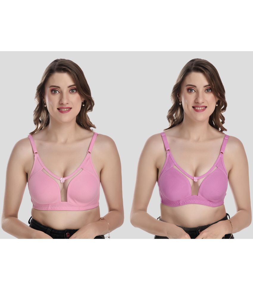     			Elina Pack of 2 Cotton Non Padded Women's T-Shirt Bra ( Fluorescent Pink )