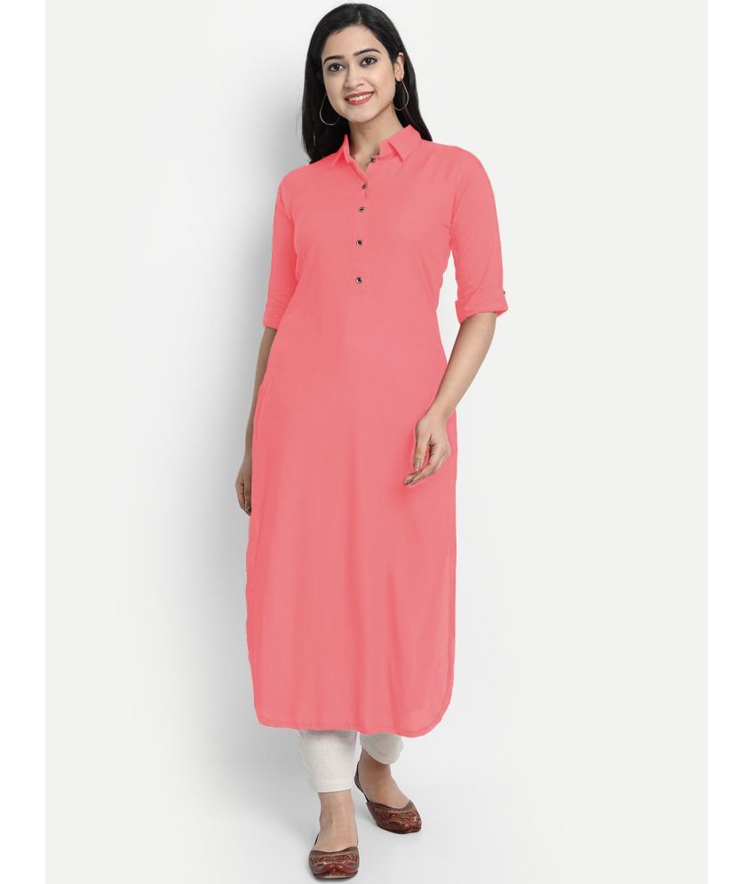     			CARTSHOPY - Peach Rayon Women's Straight Kurti ( Pack of 1 )