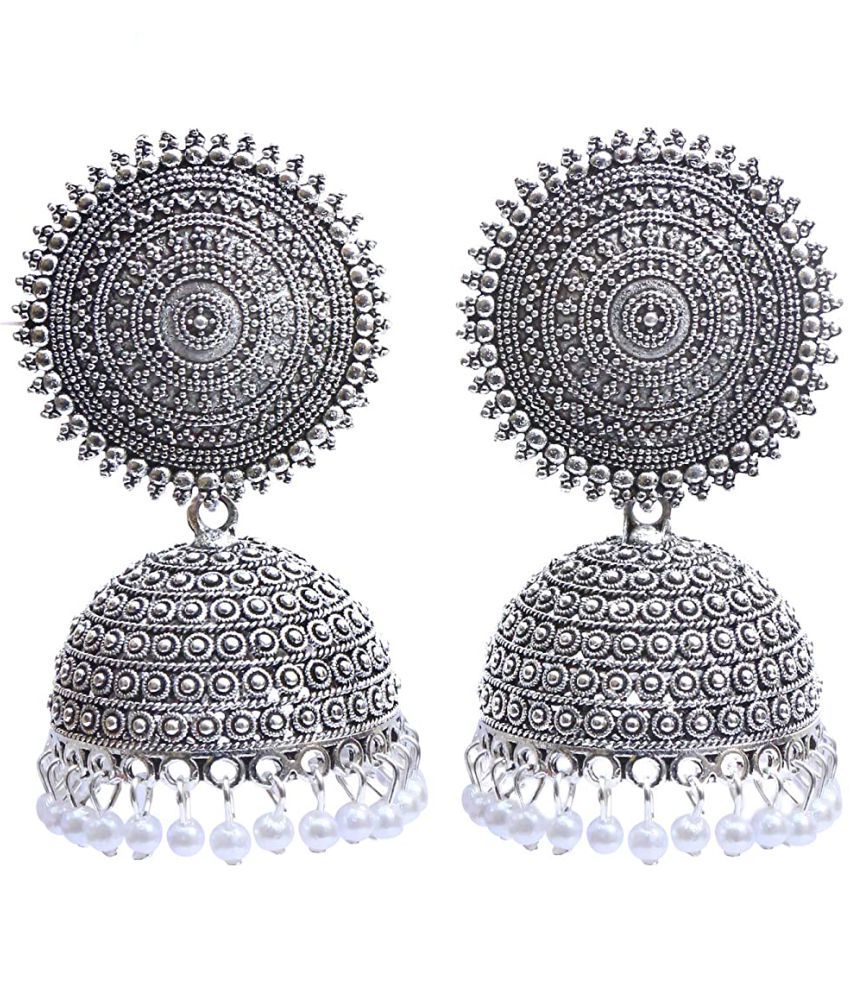     			Happy Stoning - Silver Jhumki Earrings ( Pack of 1 )