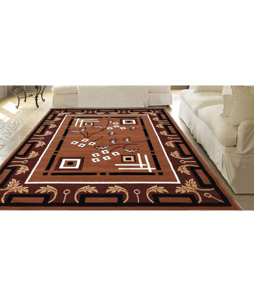     			IBR CARPETS Gold Polypropylene Carpet Floral 5x7 Ft