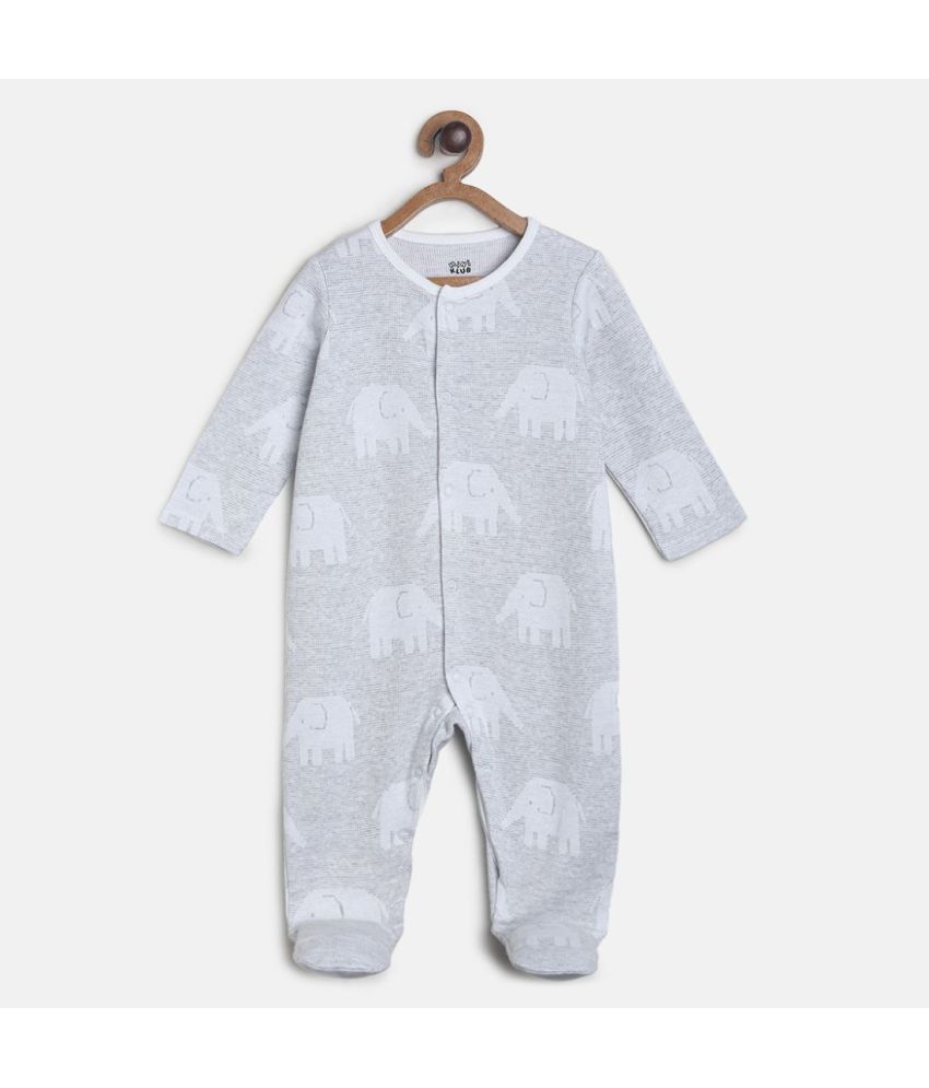     			MINI KLUB - Grey Cotton Sleepsuit For Baby Boy ( Pack Of 1 )