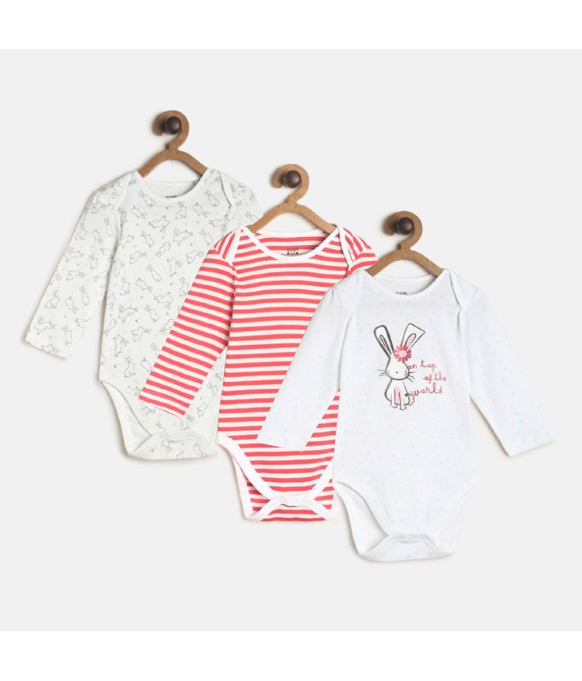     			MINI KLUB Pack of 3 Baby Girls Cotton Bodysuit ( Multicolor )