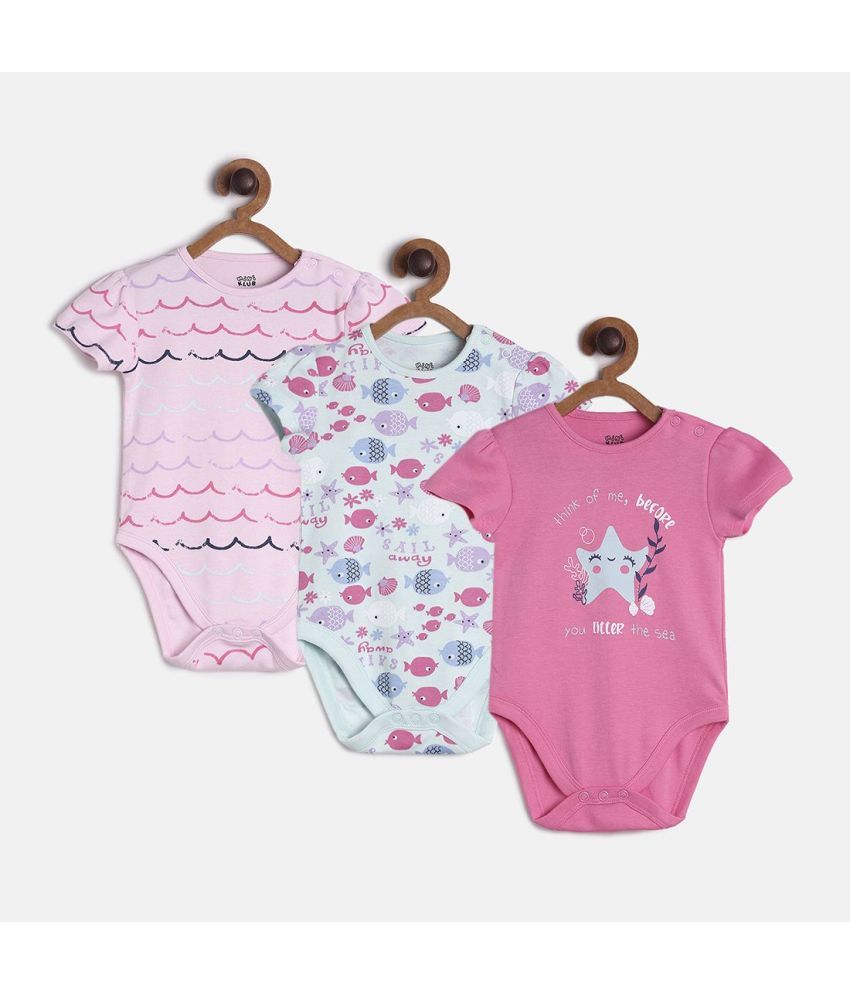     			MINI KLUB - Multicolor Cotton Bodysuit For Baby Girl ( Pack Of 3 )