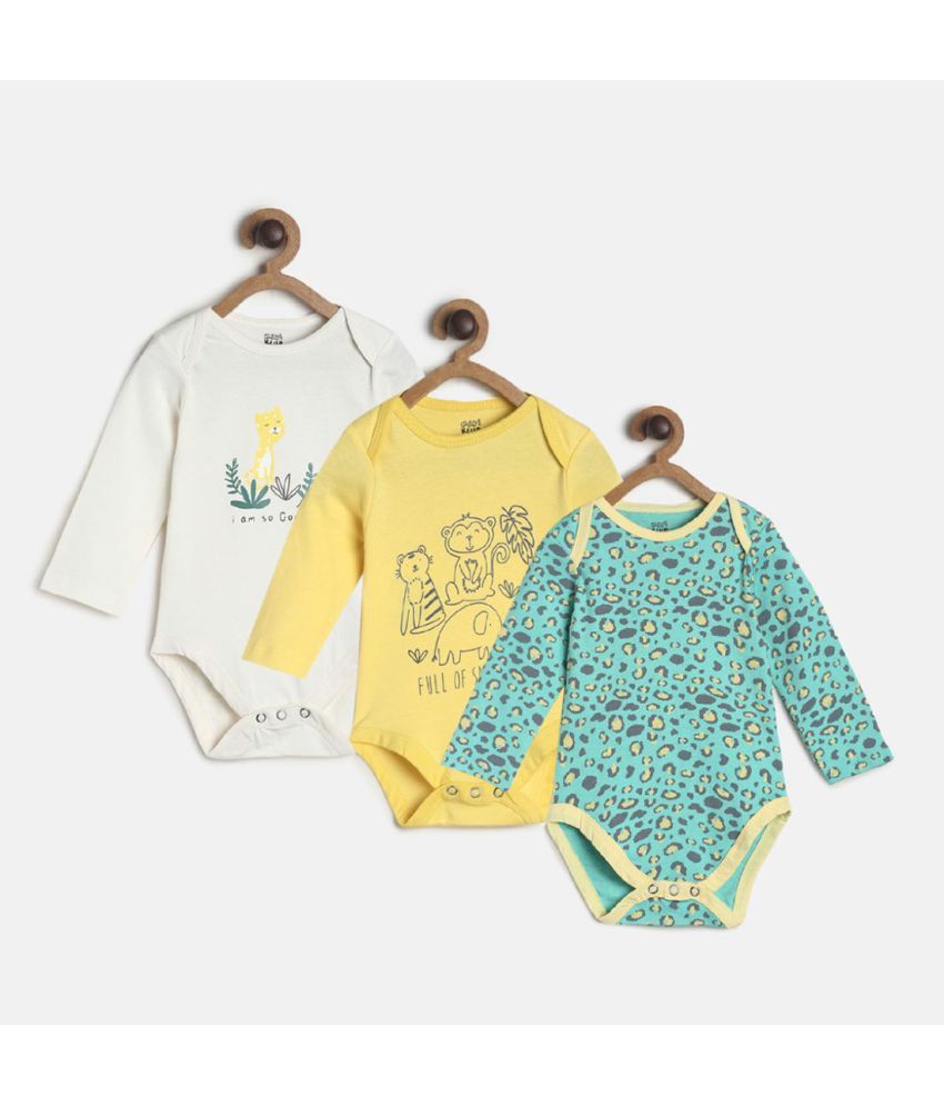     			MINI KLUB - White Cotton Bodysuit For Baby Boy ( Pack Of 3 )