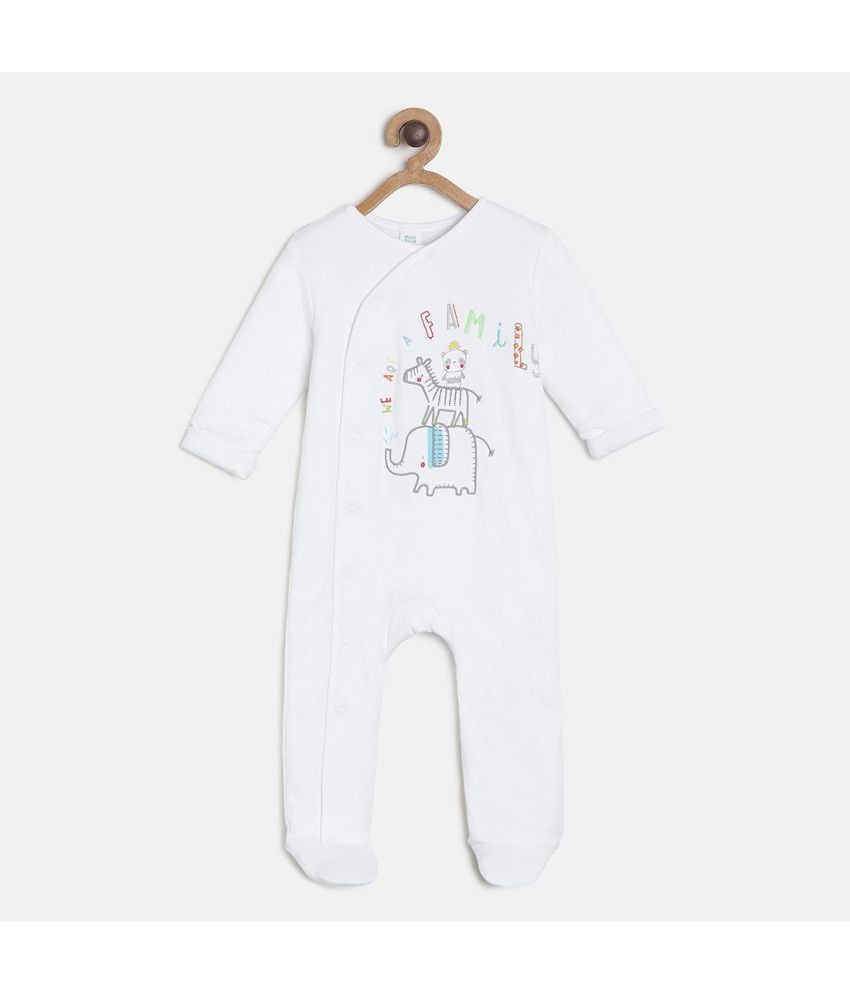     			MINI KLUB - White Cotton Sleepsuit For Baby Boy ( Pack Of 1 )