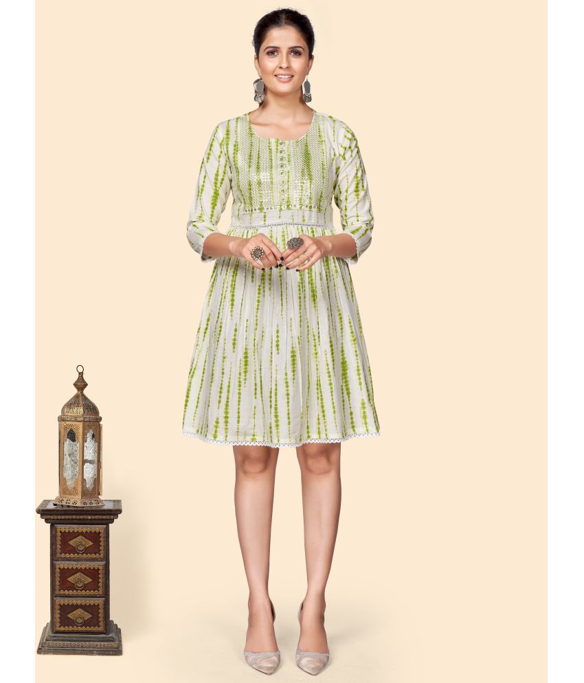     			Vbuyz - Green Cotton Women's Fit & Flare Dress ( Pack of 1 )