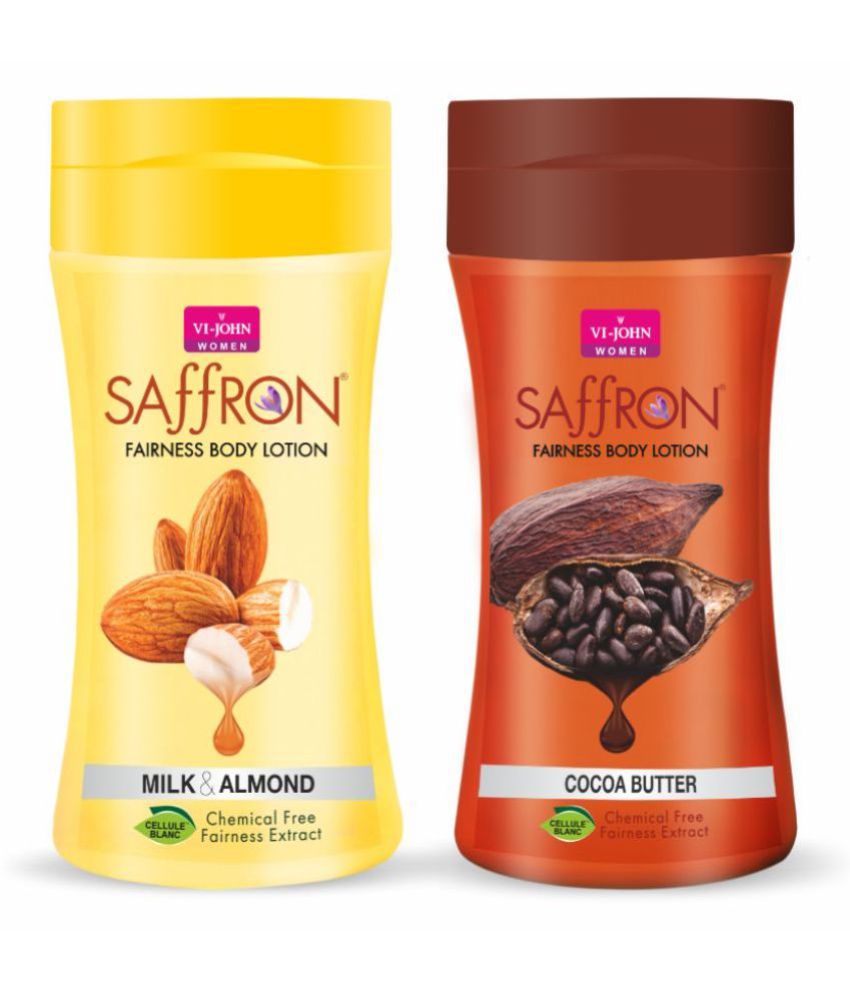     			Vi-John Saffron Fliptop Cocoa Butter & Milk Almond Fairnes Body Lotion for Men & Women 250ml Pack of 2