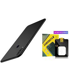 Kosher Traders - Black Silicon Combo of Plain Case with Camera Cover Compatible For Oppo A5s ( Pack of 1 )