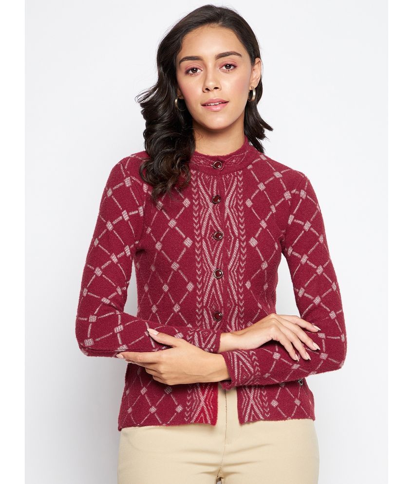     			Duke Acro Wool Maroon Buttoned Cardigans -