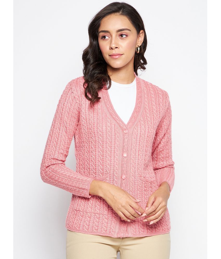     			Duke Acro Wool Pink Buttoned Cardigans -