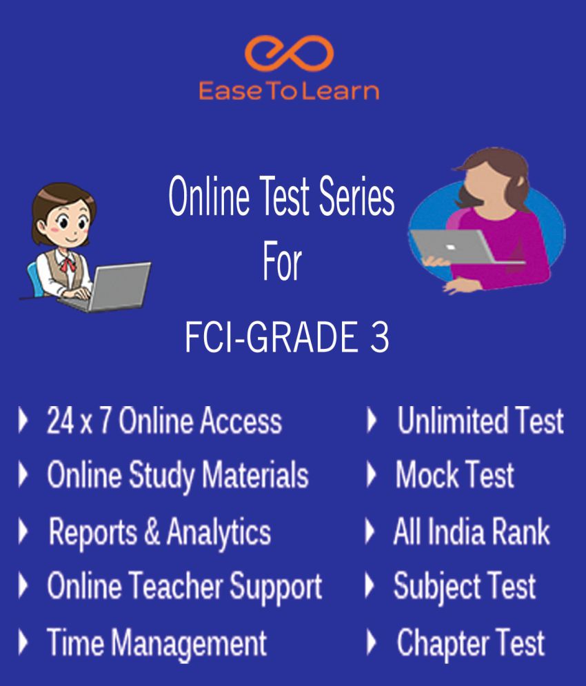     			Ease To Learn FCI Assistant Grade 3 Online Topic & Mock Test Series with Study Materials Online Tests