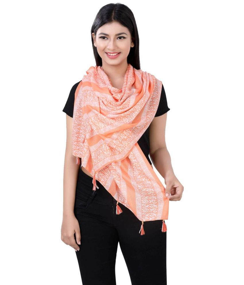     			JVNINE - Peach Viscose Women's Scarf ( Pack of 1 )