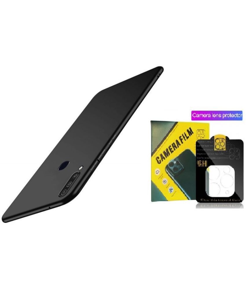     			Kosher Traders - Black Silicon Combo of Plain Case with Camera Cover Compatible For Oppo A31 ( Pack of 1 )