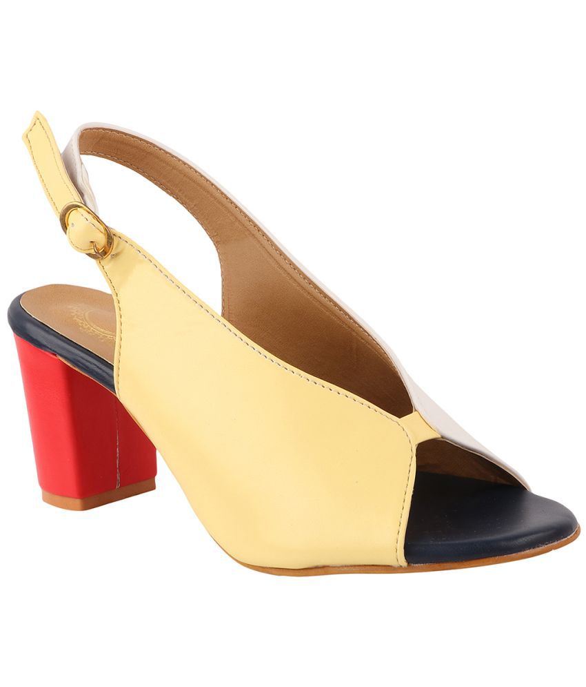 Shoetopia - Yellow Women's Peep Toes Heels