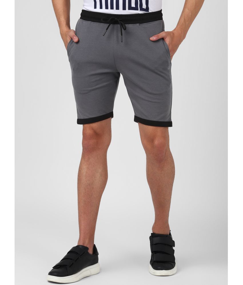     			UrbanMark Men Cotton Stretch Regular Fit Lounge Shorts-Light Grey